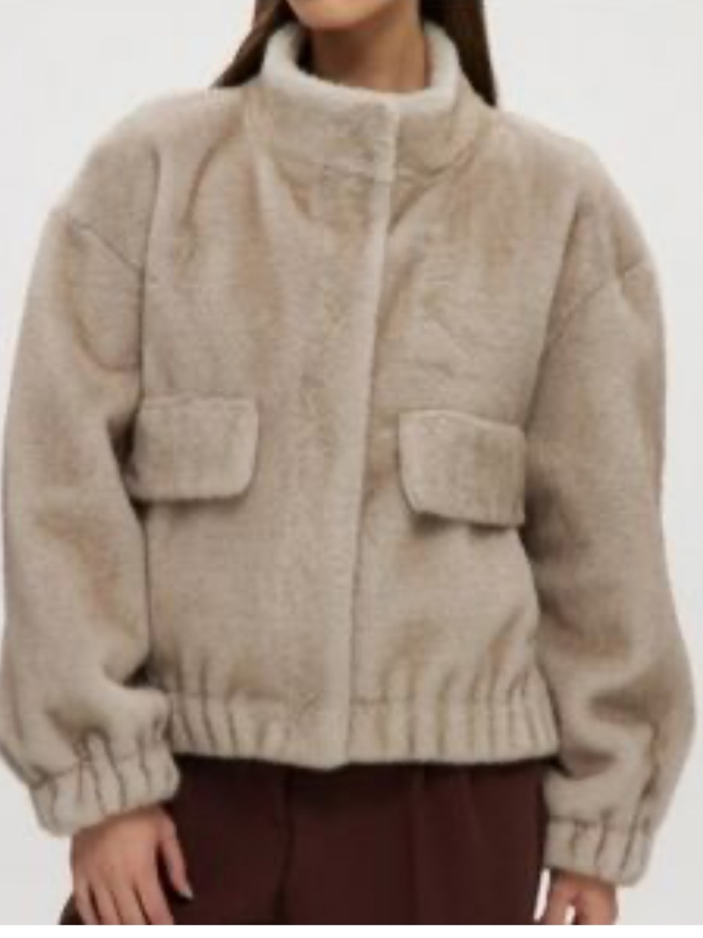 House of Harlow 1960 Kids Beige Teddy Puffer Jacket